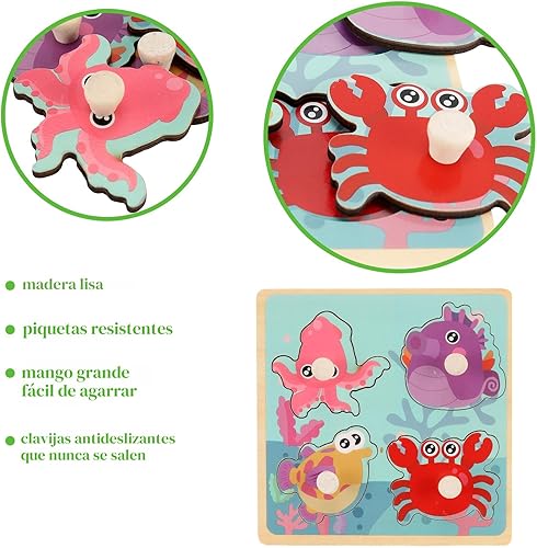 Miniatura 2 de Rompecabezas de madera para niños de 1 a 3 años, rompecabezas educativo para niños preescolares, juego de 4 rompecabezas para niños pequeños,