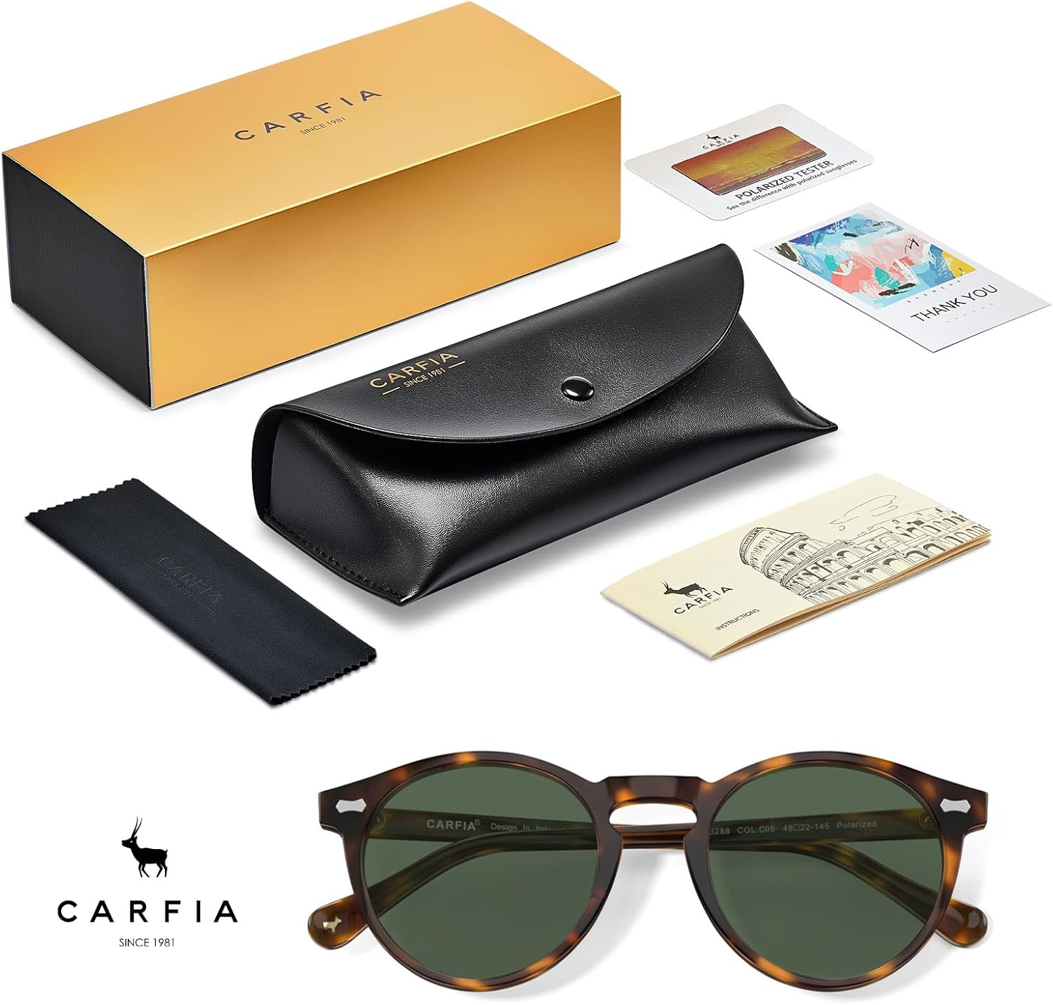 CARFIA Polarized Sunglasses for Women: Acetate Frame, Small/Medium Size, UV400 Protection - Anti Glare CA5288 - Image 6