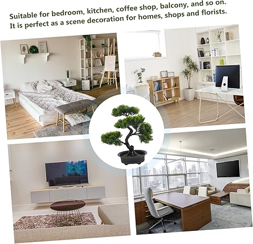 Miniatura 7 de HOMSFOU Planta artificial en maceta, plantas artificiales decorativas para interiores y exteriores, decoración japonesa, planta artificial, bonsái,