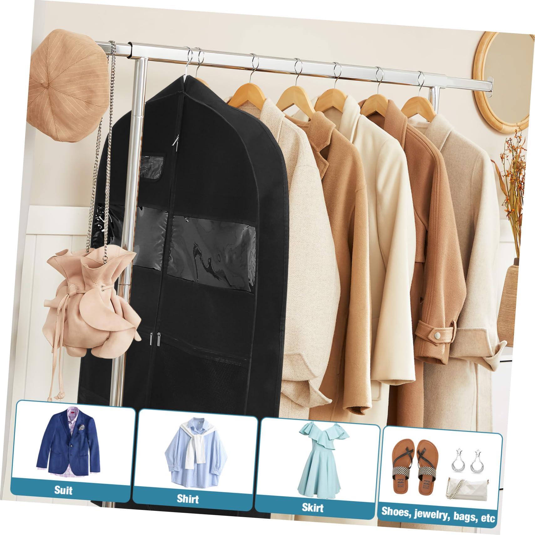 Kleidersack Peva 110cm Reisekleidersack Mit Reißverschluss Transparentem Sichtfenster Und Netztaschen Zur Aufbewahrung Für Anzüge Und Kleider