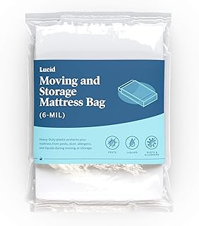 LUCID Ultra Heavy Duty Sealable Moving, Storage, or Disposal-6 Mil Plastic Mattress Bag-Tear Resistant, Twin XL, Clear