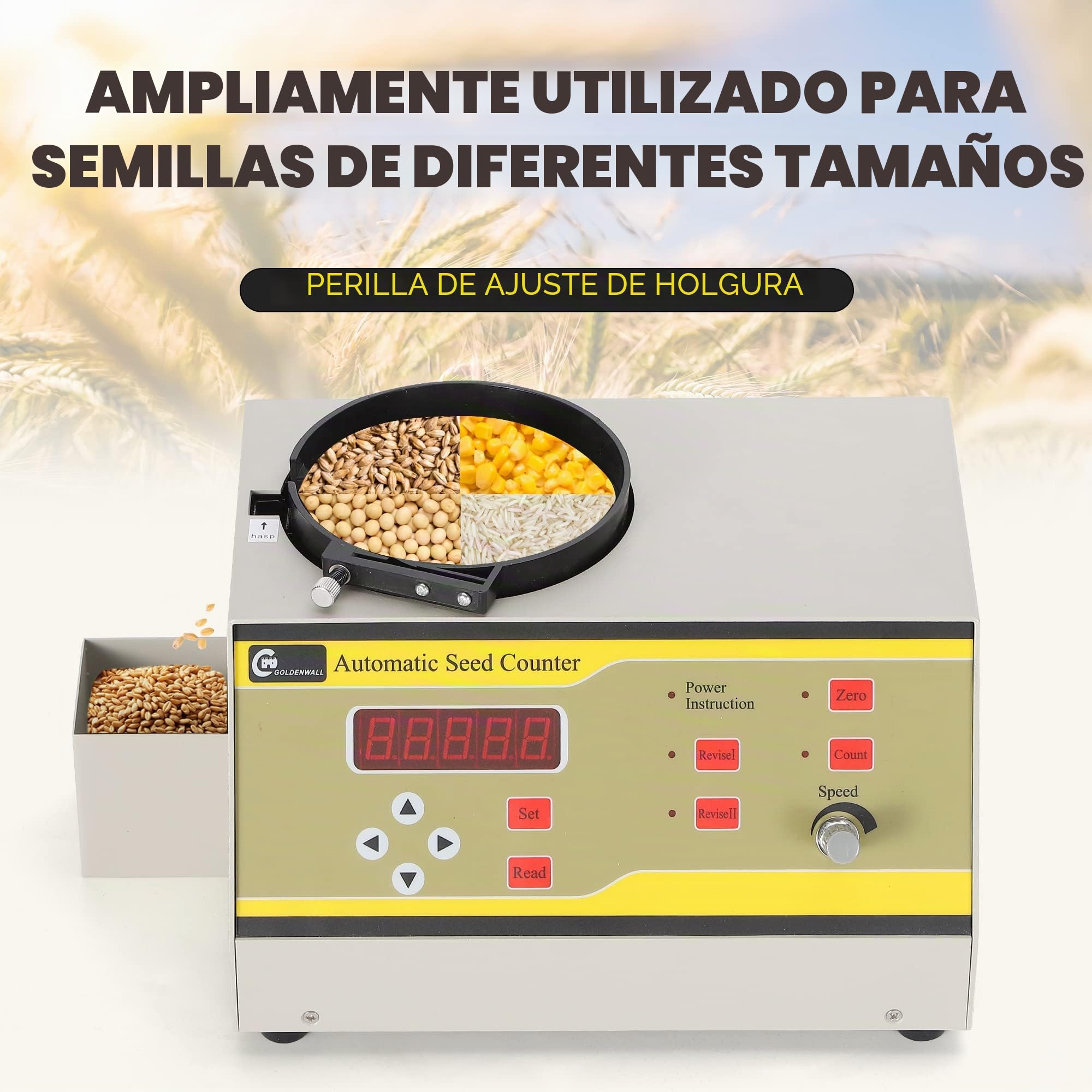 CGOLDENWALL Contador de Semilla Automático Máquina de Contar de Plato Ajustable para Varios Tipos de Semillas como Arroz Trigo Maíz Semillas de Hortalizas y Más SLY-C