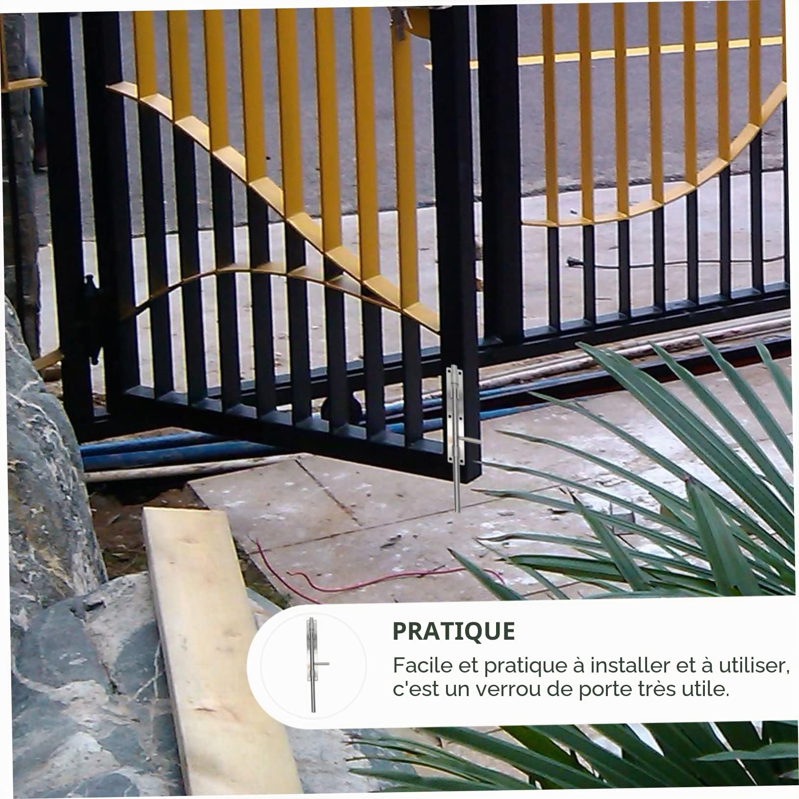 Gadpiparty Loquets de sol solides serrure porte exterieure serrure de portail extérieur recharge de gaz verrou de portail boulons verrou porte loquet de porte loquet d'extension extérieur