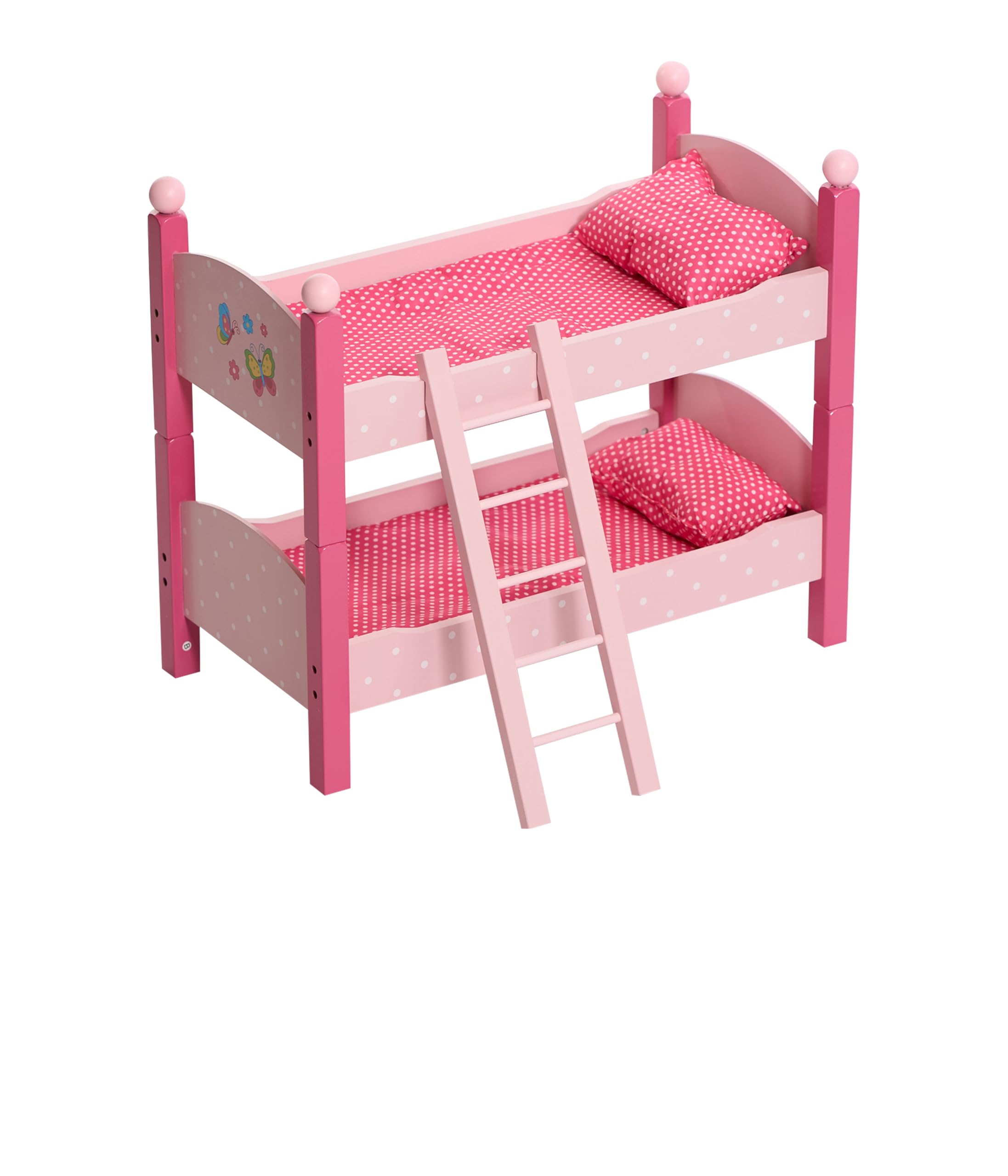 Bayer Chic 2000® Lettino per bambole a castello matrimoniale, Papilio rosa, letto a soppalco per bambole con scala e biancheria da letto, per bambole fino a 48 cm, accessori per bambole, letto in