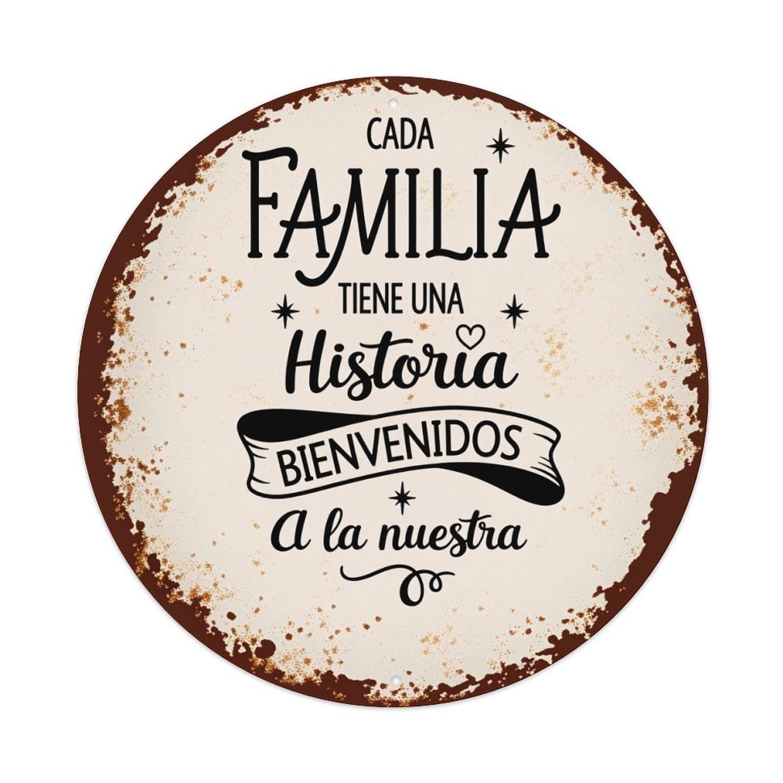 Wmlzdnwr Vintage Every Family Has A Story Welcome To Ours Round Tin Sign,Retro Wall Art,Metal Poster For Home, Bar, Garage, Cafe, Rustic Indoor & Outdoor Decor, 8X8 Inches