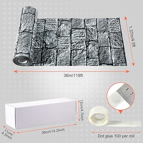 Miniatura 2 de Preboun Manteles de plástico medievales con caja de corte y pegamento, impermeable, con temática de castillo, cortinas para papel tapiz con temática