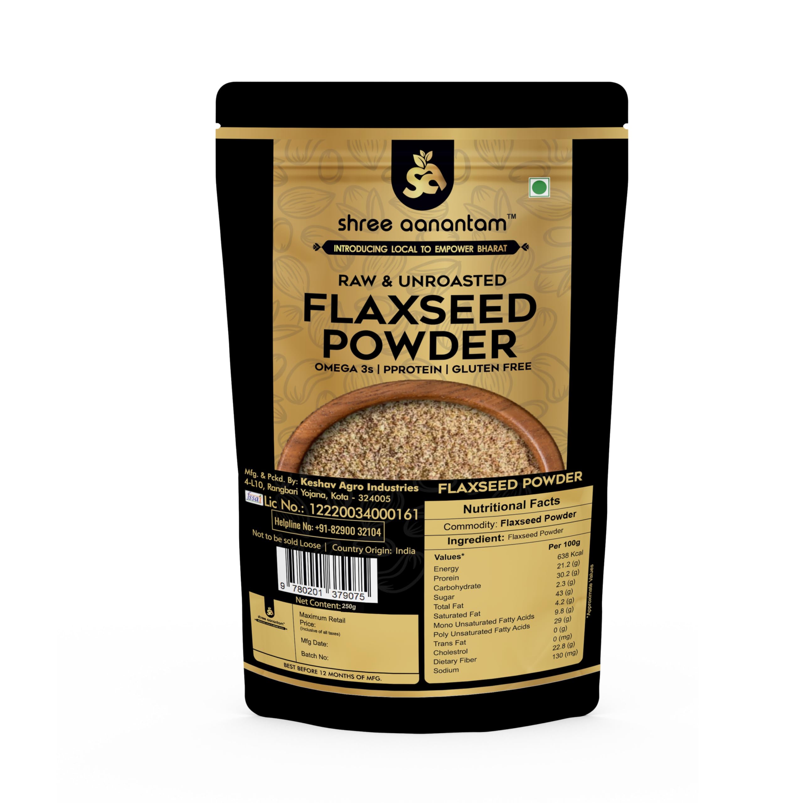 Shree Aanantam Flax Seed Powder 400 gm | Rich in Fibre and Omega 3 | Diet Food | Alsi Seeds Powder For Eating (400) (B0CK4HX11H) Amazon Price History, Amazon Price Tracker