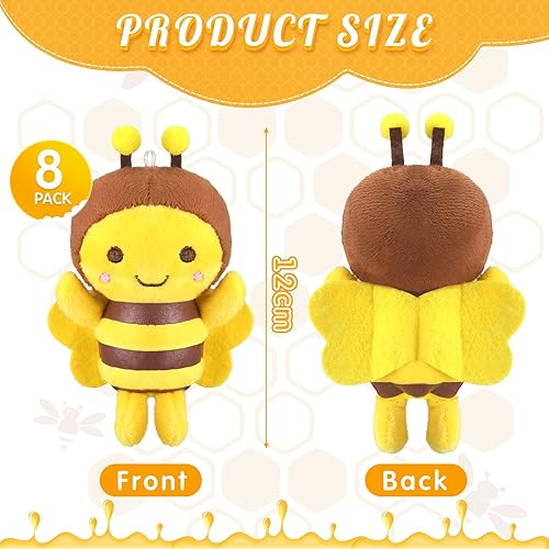 Vista 3 de Sratte 8 Pcs 5 Inches Stuffed Bees Plush Soft Small Bee Stuffed Animal Honeybee Plush Keychains Realistic Cartoon Toys Adorable Doll for Christmas