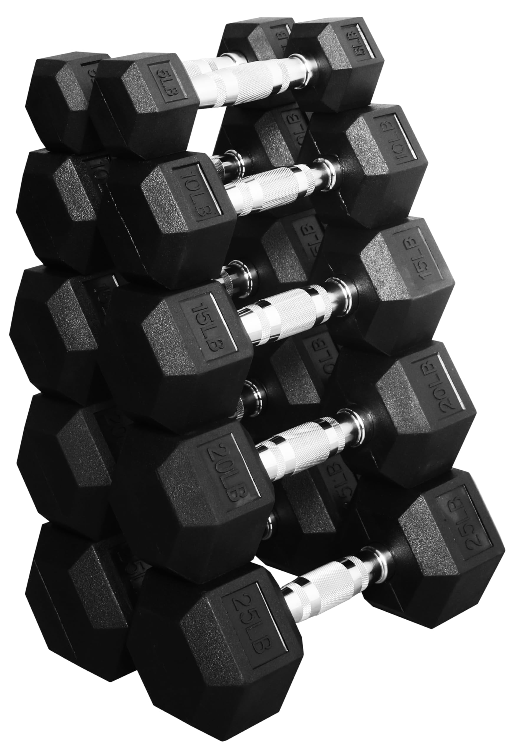 Premium Rubber Coated Hex Dumbbell Weight Set, Multiple Packages
