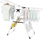 Tangkula Collapsible Clothes Drying Rack, 2-Layer Space-Saving Aluminum Drying Rack w/Adjustable Wings, Folding Laundry Drying Rack for Indoor & Outdoor Use
