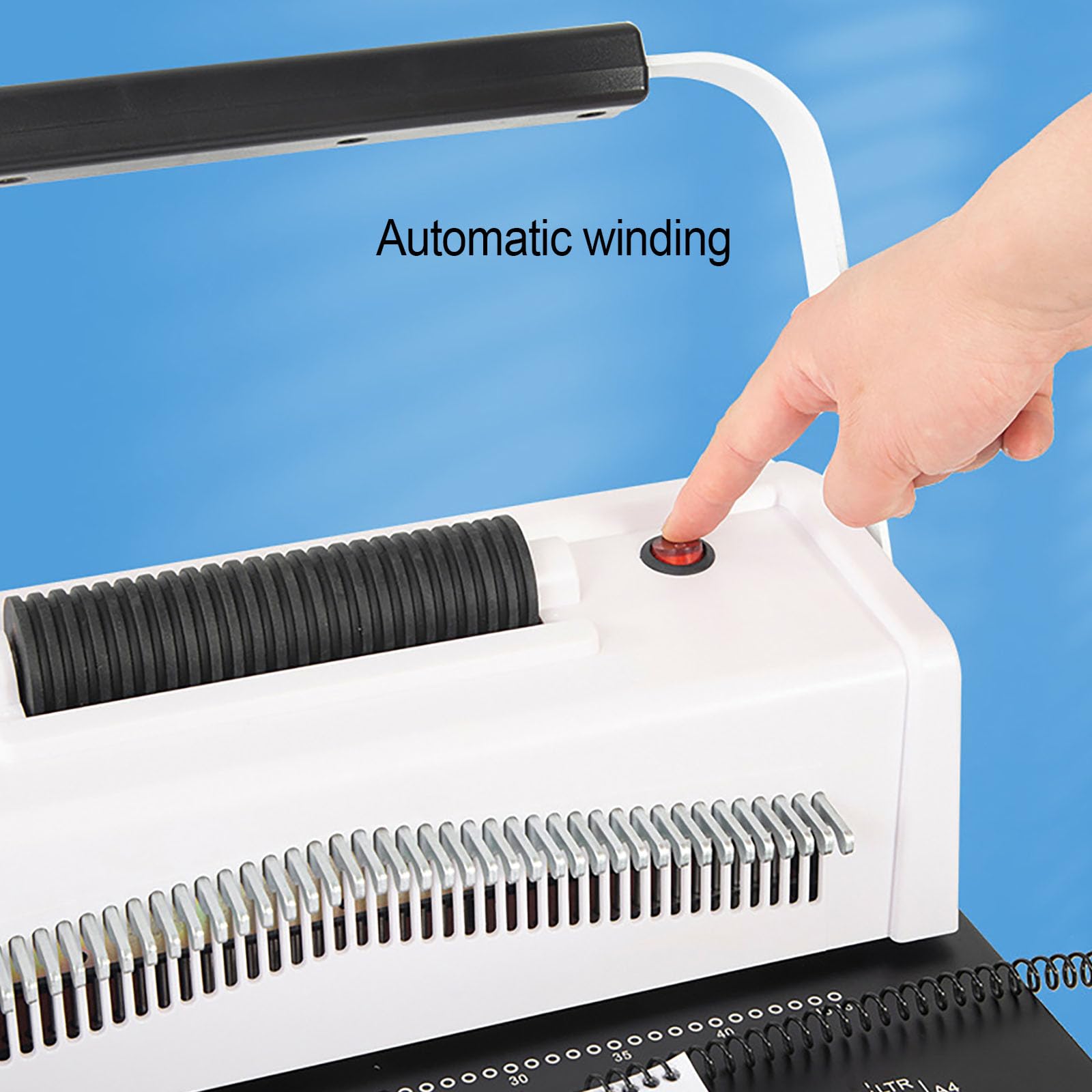 Máquina de encuadernación en espiral eléctrica, máquina de encuadernación automática de bobinas con distancia de borde ajustable, capacidad de 20 páginas, encuadernación automática manual para oficina