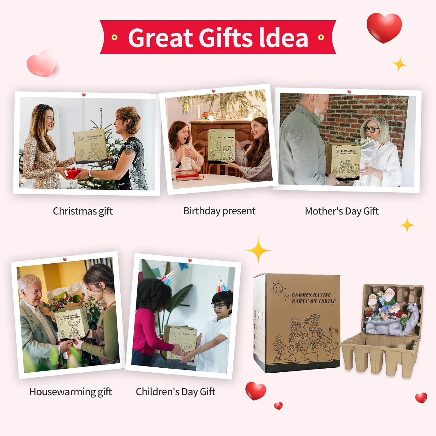 Solar Garden Outdoor Statues Gnome Turtle Three Gnomes Having Party on Turtle with 7 LED Lawn Decor Outside Decorations for Patio, Balcony, Yard Ornament Unique Garden Gift - Image 6