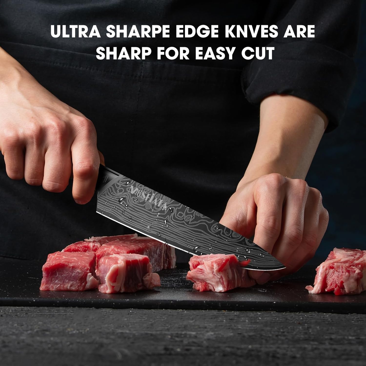 MOSFiATA Kitchen Knife Set, 12 Pcs Japanese Stainless Steel Knife Sets for Kitchen with Oxford cloth storage bag with Knife Sharpening Rod, Dishwasher Safe, For Outdoor(grey) - Image 6