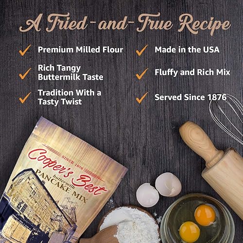 Miniatura 4 de Cooper's Best mezcla para panqueques y waffles de suero de leche (bolsa de 2.5 libras) - Basado en la receta original de 1876 - Un viejo favorito