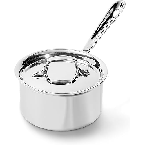 All-Clad D3 3-Ply Stainless Steel Sauce Pan with Lid 1.5 Quart, Induction Oven Broiler Safe 600F, Multipurpose, Compatible w/ All Cooktops, For Restaurant or Home Kitchen, Pots & Pans, Cookware Silver