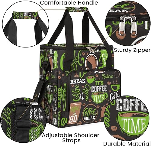 Miniatura 6 de Funda de viaje para cafetera, color verde, compatible con Keurig K-Mini o K-Mini Plus, portátil, de una sola porción, con bolsillos para cápsulas