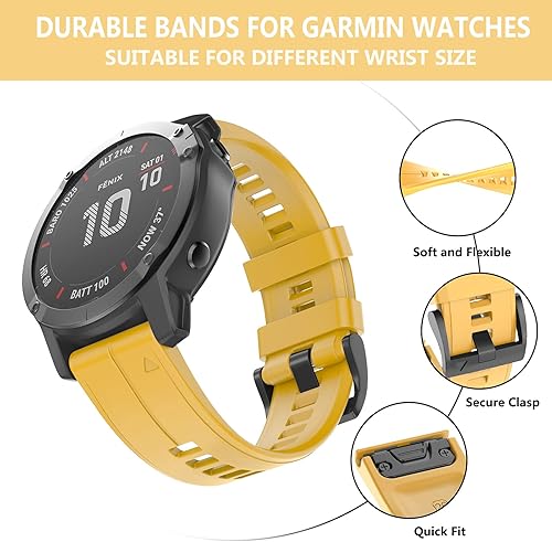 Miniatura 10 de OVERSTEP Correa de reloj de silicona suave compatible con Garmin Fenix 5X Band 1.024 in de ancho para Fenix 6XFenix 7XFenix 5X PlusFenix 6X ProFenix