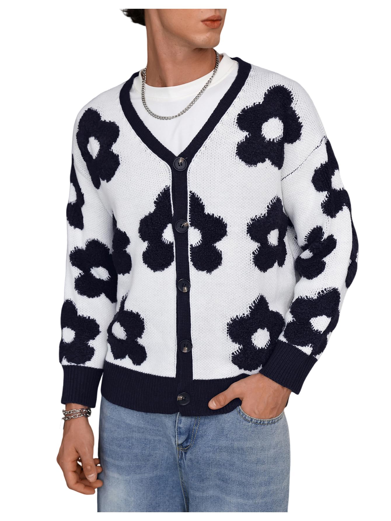 SHENHE Men's Skeleton Pattern Cardigan Long Sleeve Unisex Knitted Sweaters | Coats, Outwear, Chunky, Streetwear, Autumn, Winter, Halloween, Goth, Casual