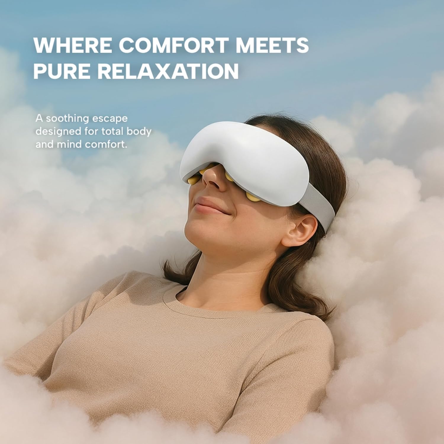 Eye Massager with Heat & Cooling | 12 Precision Massage Nodes | Bluetooth Music | 4 Massage Modes | 2400mAh Battery | Relaxation for Eye Strain, Dry Eyes, Stress & Headaches