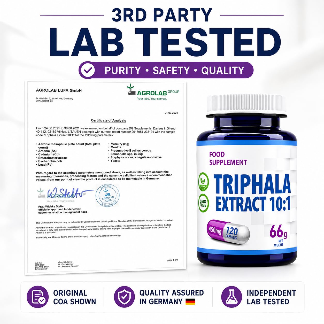 Hepatica Estratto di Triphala | 4.500 mg Equivalente | Estratto 10:1 da 450 mg | Amalaki, Haritaki e Bibhitaki | 120 Capsule Vegane | GMP & Testato da Laboratorio Indipendente
