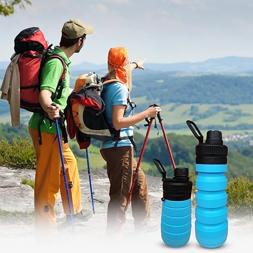 Miniatura 3 de Botella de agua deportiva plegable de 25.4 fl oz de silicona sin BPA para niños y adultos, ideal para actividades al aire libre, escuela, deportes,