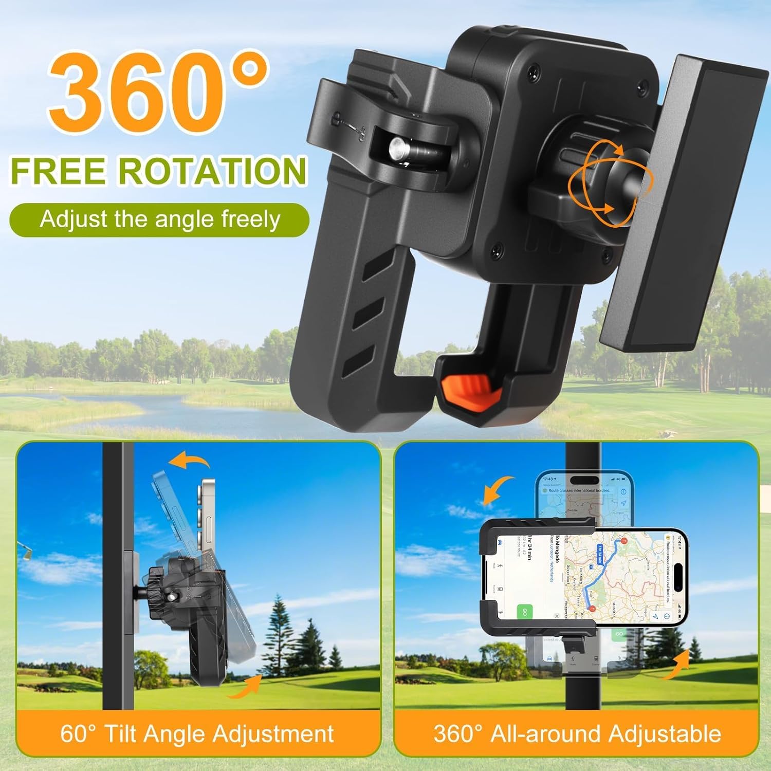 Golf Cart Phone Holder Magnetic, Compatible with EZGO/Club Car/Yamaha,with Upgrade N52 Magnets and 360° Rotation,Golf Phone Mount with Ultra Strength Magnetic for Cell Phone iPhone,Samsung - Image 5
