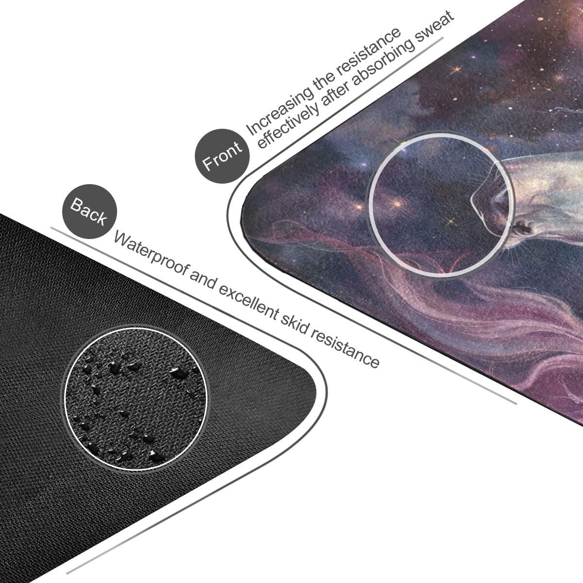 ALAZA Star Magic Unicorn Space Yoga Mat Non Slip Fitness Exercise Mat, Workout Mat for Yoga, Pilates and Floor Exercises