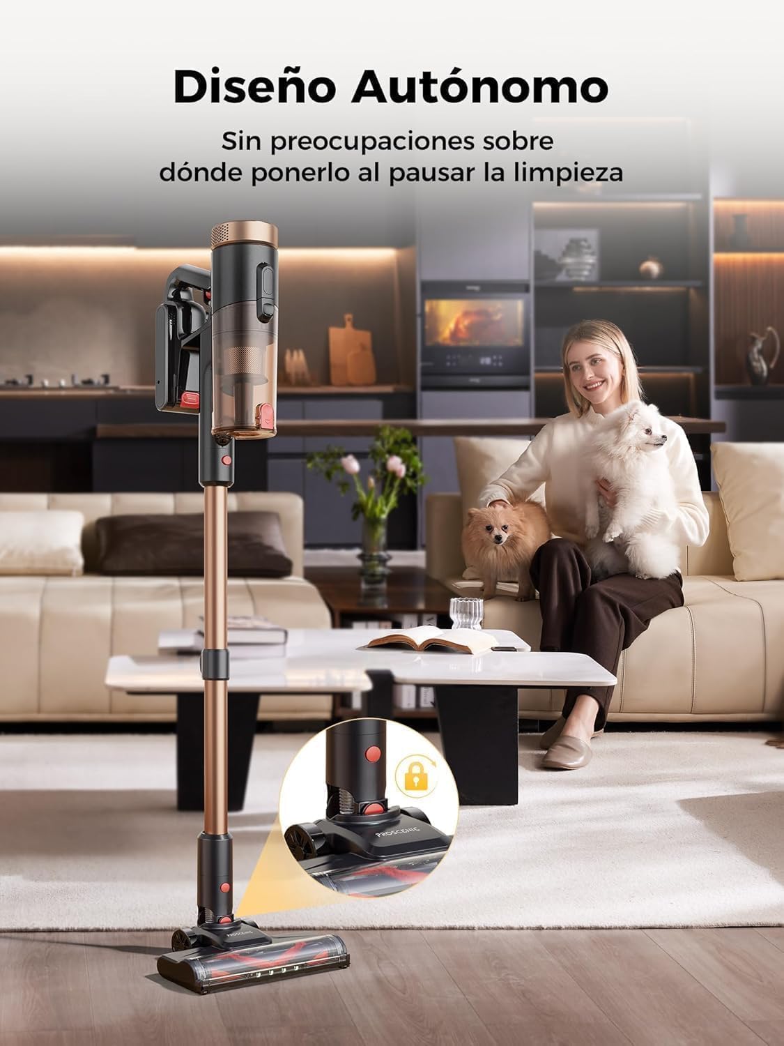 Proscenic P11 Ultra Aspiradora sin Cable 50KPa/500W/50Min, Ligera y Autoportante, Aspiradora Escoba Vertical Potente con Luz Verde, Cepillo Antienredo y Pantalla LED, Alfombras/Suelos/Pelo de Mascotas