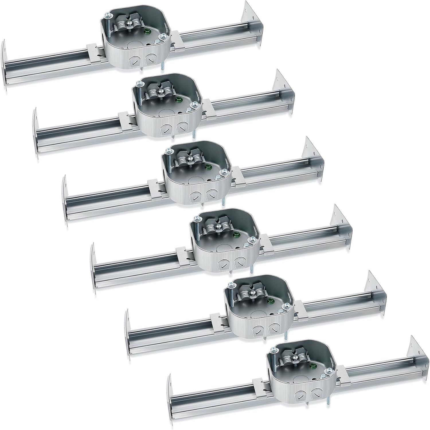 Therwen 6 Pcs Adjustable Ceiling Fan Electrical Box Brace Light Fixtures Ceiling Fan Mounting Bracket, 14.2 Inches in Length