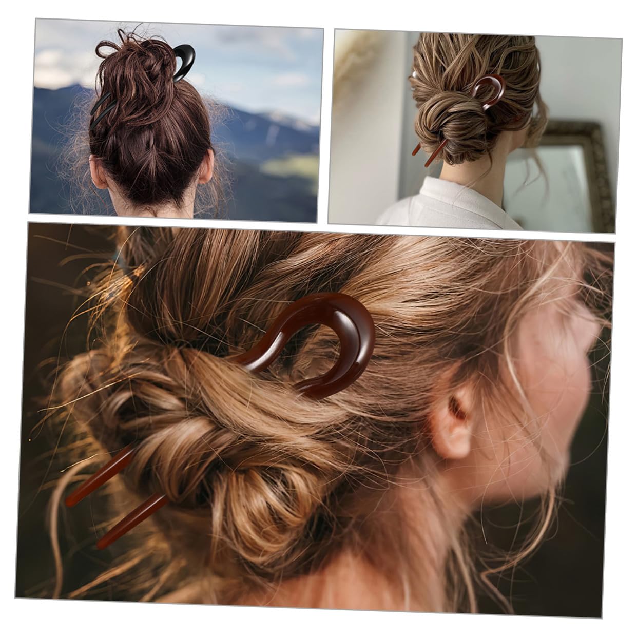 Horquillas Francesas para Mujer en Resina, 10 Piezas Estructura Resistente para Sujetar Moños Firmemente en Fiestas y Eventos Elegantes