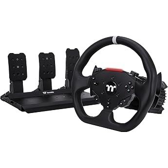Thermaltake G6 Direct Drive Racing Wheel Bundle with Steering Wheel Wheel Base and 3 Pedals 6 Nm Wheelbase 13 Inch D-Shape Steering Wheel with Quick Release & Dual Clutch 16-Bit Encoder RGB LEDs