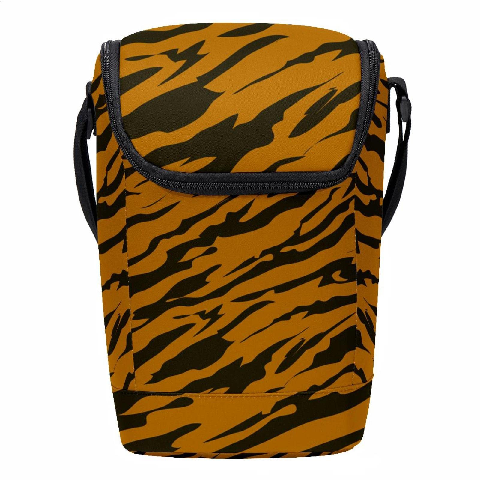 Bolsa de almuerzo con rayas de tigre y correa ajustable unisex para comida diaria