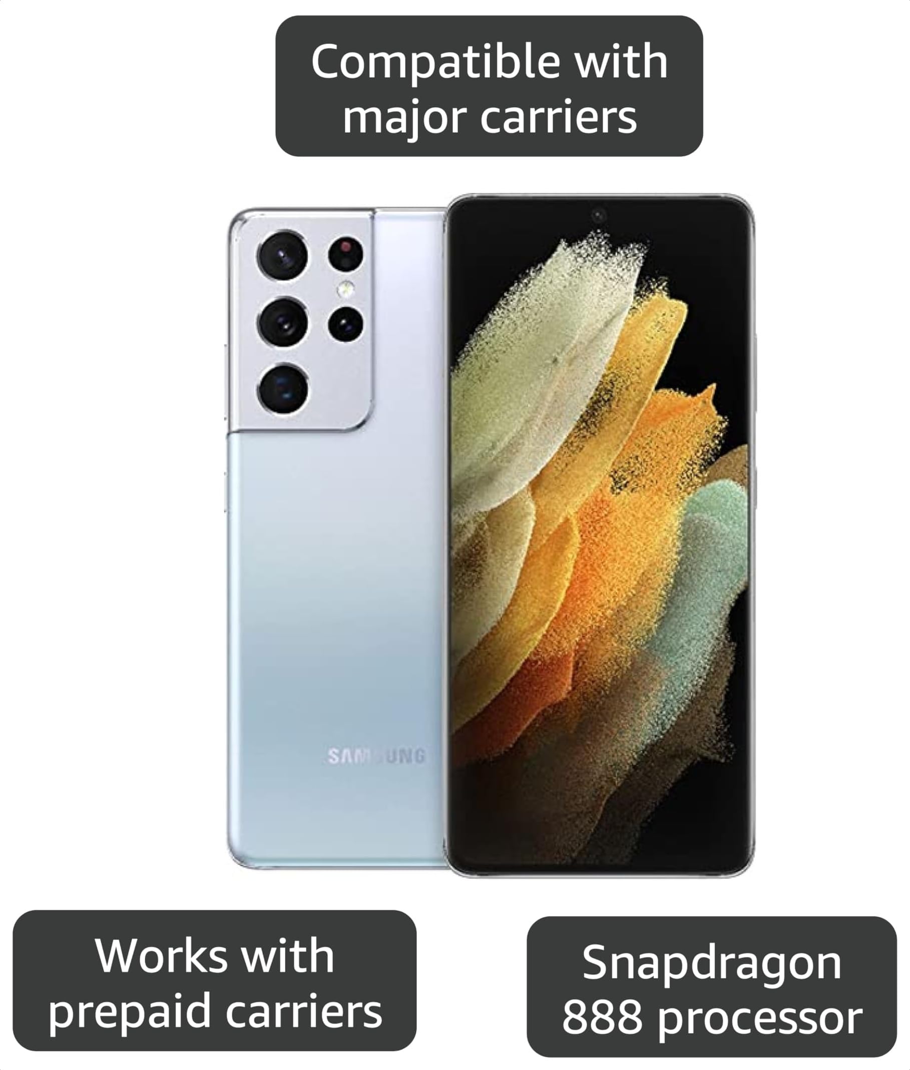 Amazon.com: Samsung Galaxy S21 Ultra 5G, 128GB, Phantom Silver