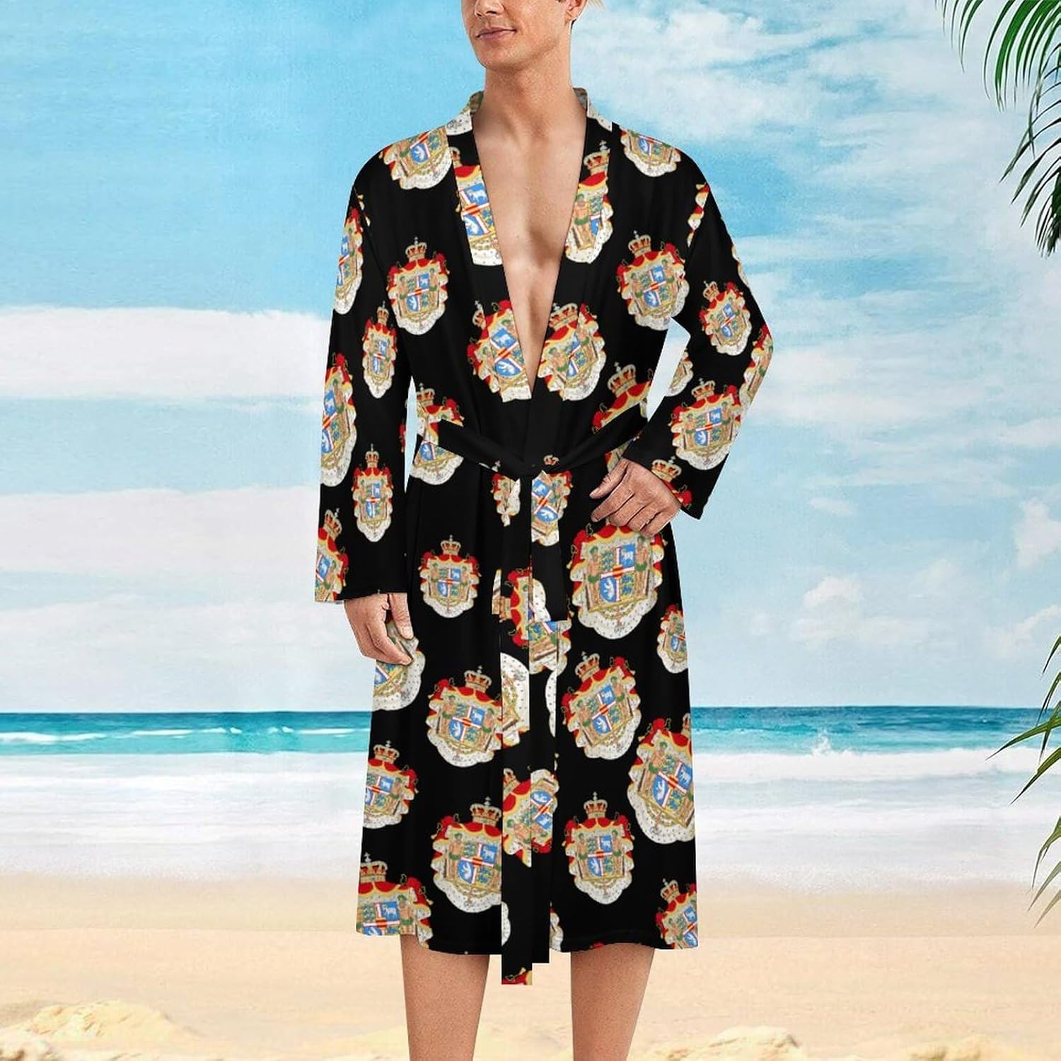 Coat of Arms of Denmark Mens Robe Long Bathrobe for Women Bath Robes Lightweight Soft Printed Sleepwear