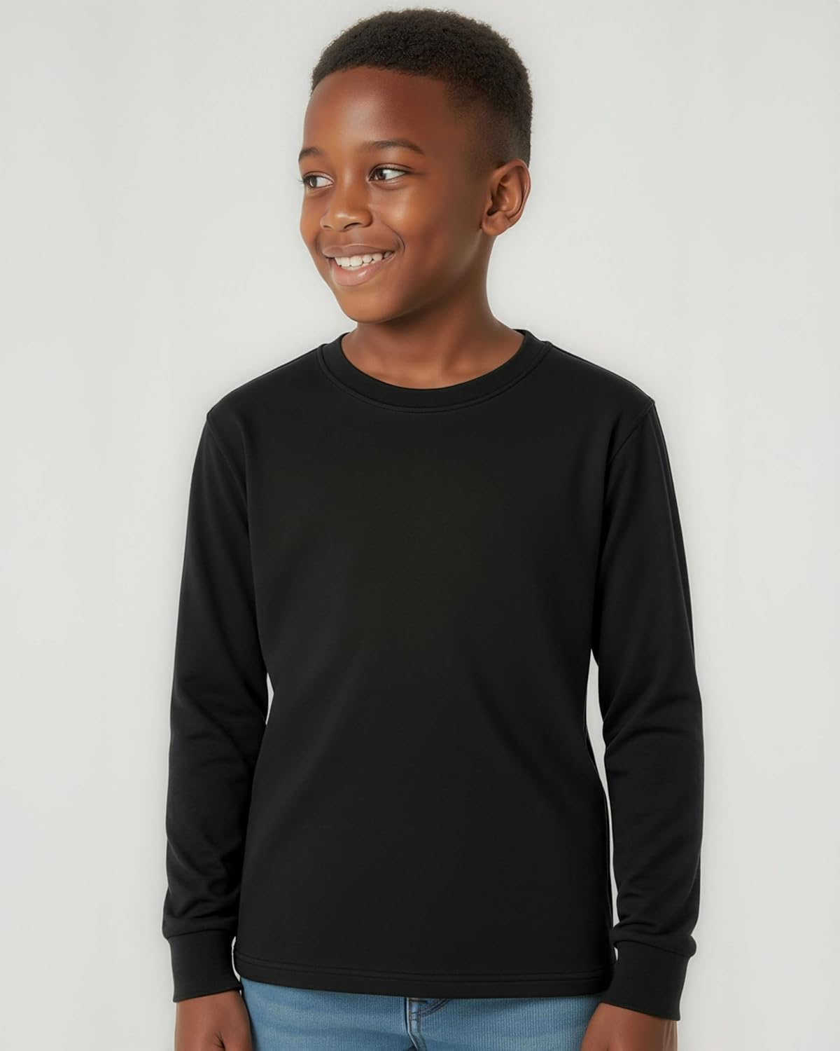 Real Essentials 5 Pack: Boys' Cotton Jersey Long Sleeve T-Shirt Uniform Kids Crew Neck Tee Top - Image 5