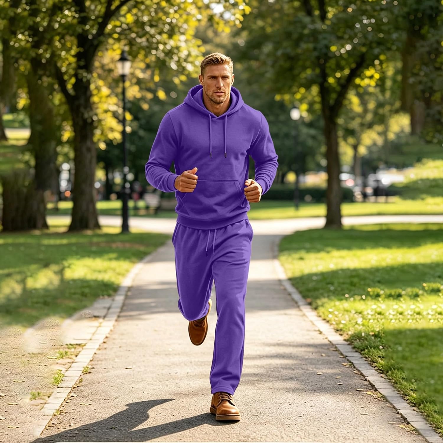 Mens 2 Piece Tracksuit Hoodie Sweatshirt Sweatpants Casual Jogging Set