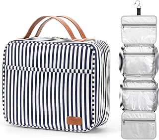 Bosidu Hanging Travel Toiletry Bag with 4 Compartments, Large Capacity Organizer for Women