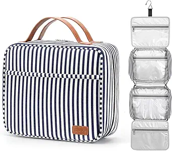 Bosidu Hanging Travel Toiletry Bag, Large Capacity Cosmetic Organizer for Women with 4 Compartments & Hook