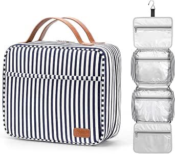 Bosidu Hanging Travel Toiletry Bag,Large Capacity Cosmetic Travel Toiletry Organizer for Women with 4 Compartments & 1 Sturdy Hook,Perfect for Travel/Daily Use/Christmas