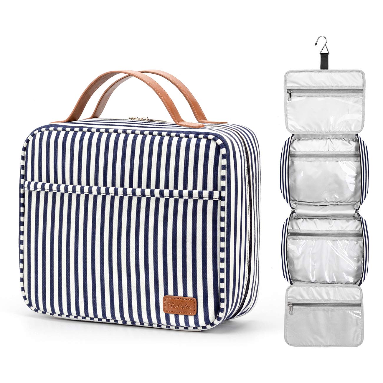 Bosidu Hanging Travel Toiletry Bag Large Capacity Cosmetic Travel Toiletry Organizer for Women with 4 Compartments 1 Sturdy