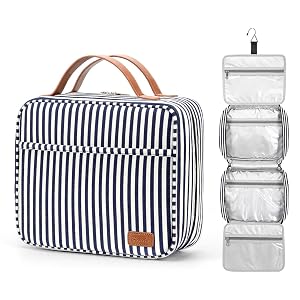Bosidu Hanging Travel Toiletry Bag Large Capacity Cosmetic Travel Toiletry Organizer for Women with 4 Compartments 1 Sturdy