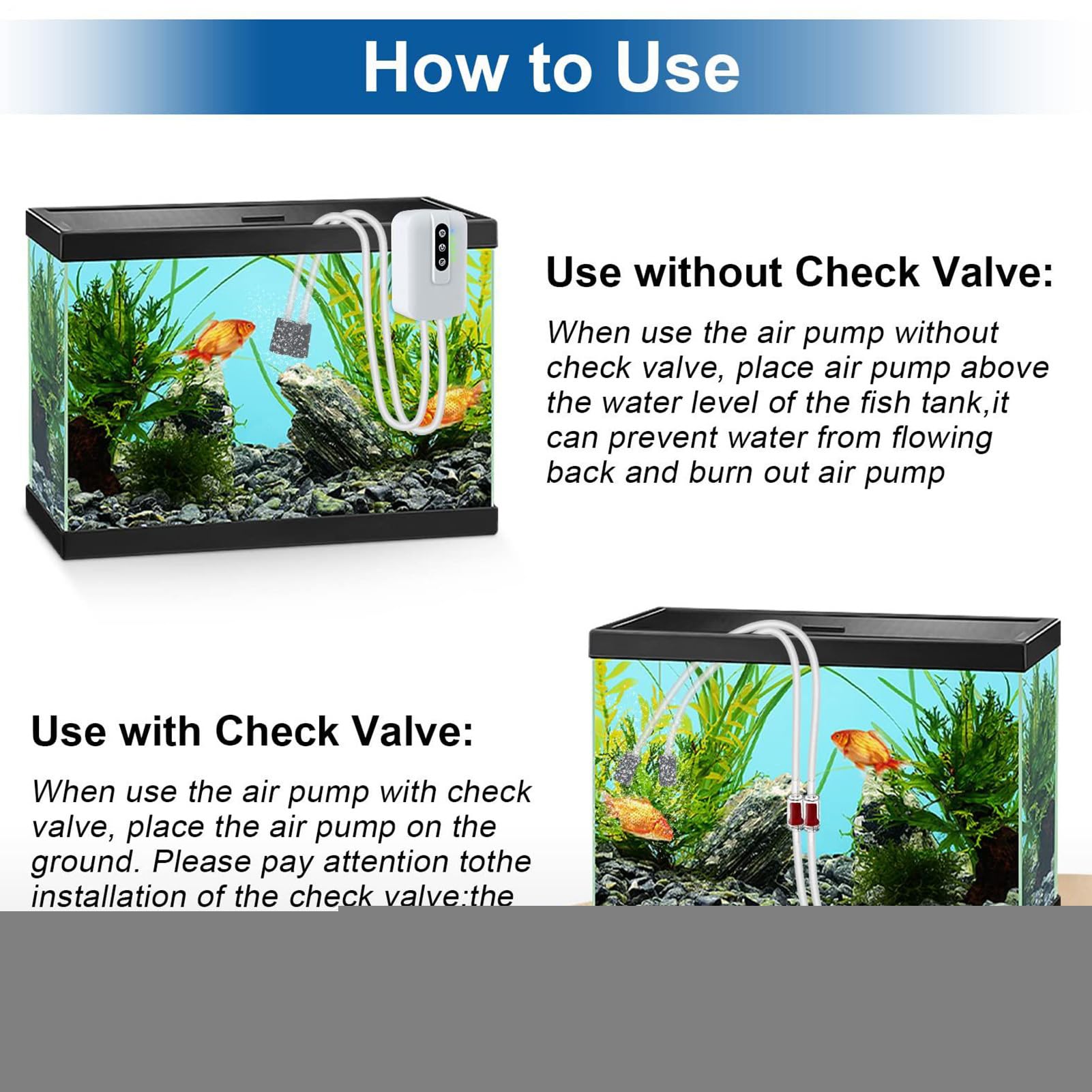Bomba de Aire para Acuario Bomba de Aire Silenciosa | Recargable USB Portátil Para Carnada Viva Acuarios Estanques Hidroponía