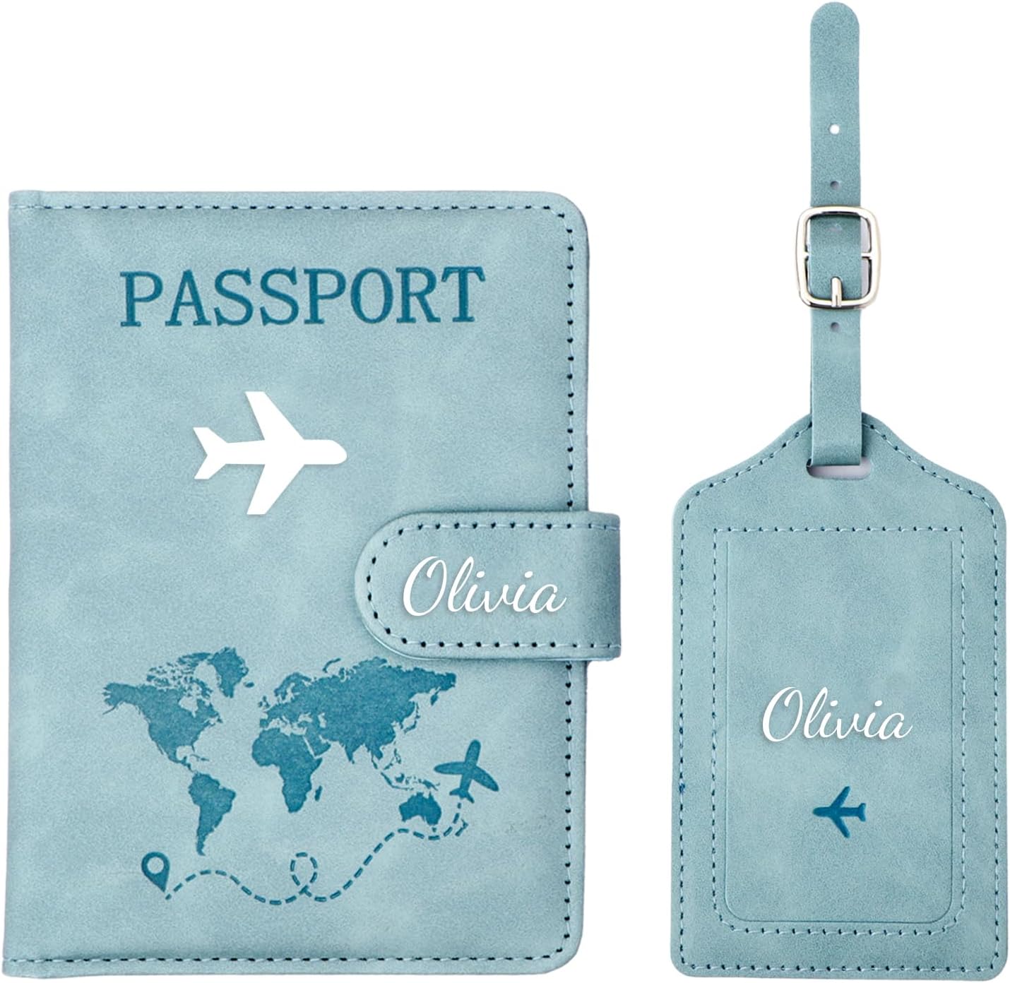 Personalized Passport Holder Set for Women Men, Custom Gift