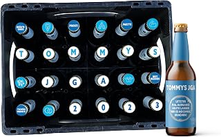 JGA | Aufkleber für eine personalisierte Bierkiste zum Junggesellenabschied | Junggesellinenabschied | Geschenk | Bier | Etiketten für Bierflaschen (mit 12 Bierlabels, Männer (Blau))