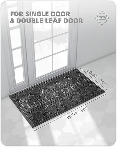 Miniatura 2 de Color&Geometry Tapete de bienvenida para puerta de exterior, 35 x 59 pulgadas, tapete de goma resistente antideslizante e impermeable, tapete de