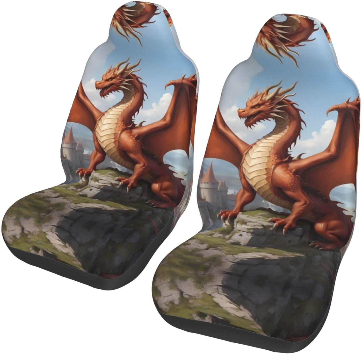 Universal Mountaintop Dragon Printed car seat Covers are Suitable for Most Seats in Trucks, Vans, and Other Similar Vehicles.