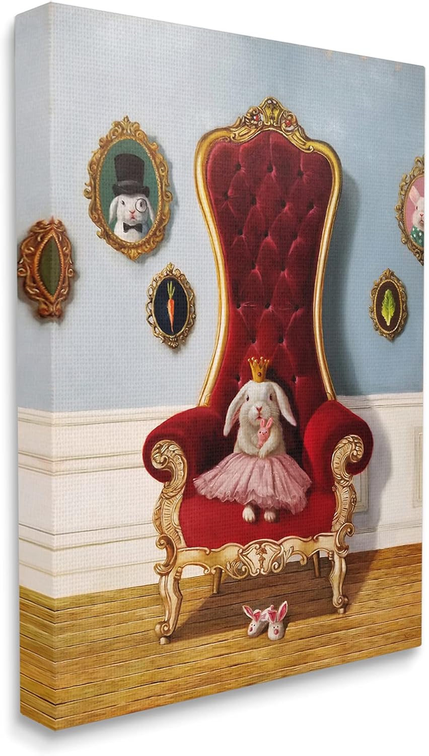 Stupell Industries Princess Rabbit Royal Heir Red Throne Funny Animal, Design by Lucia Heffernan Canvas Wall Art, 16 x 20, Blue