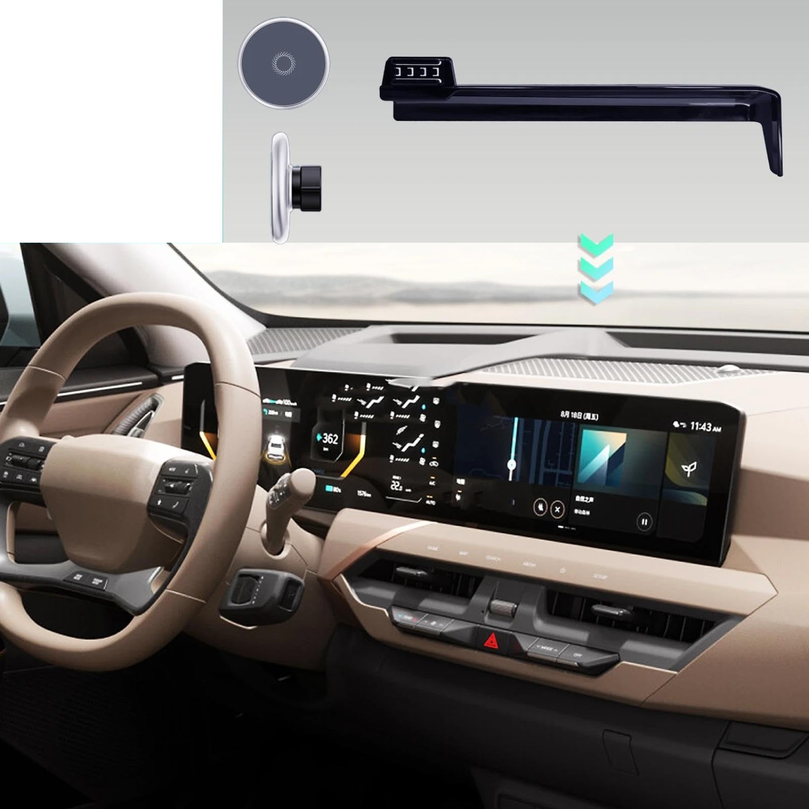 Soporte Móvil Coche para KIA EV5 2024-2025, Soporte para teléfono móvil de Coche con Clip para Rejilla de ventilación del Aire Acondicionado LHD
