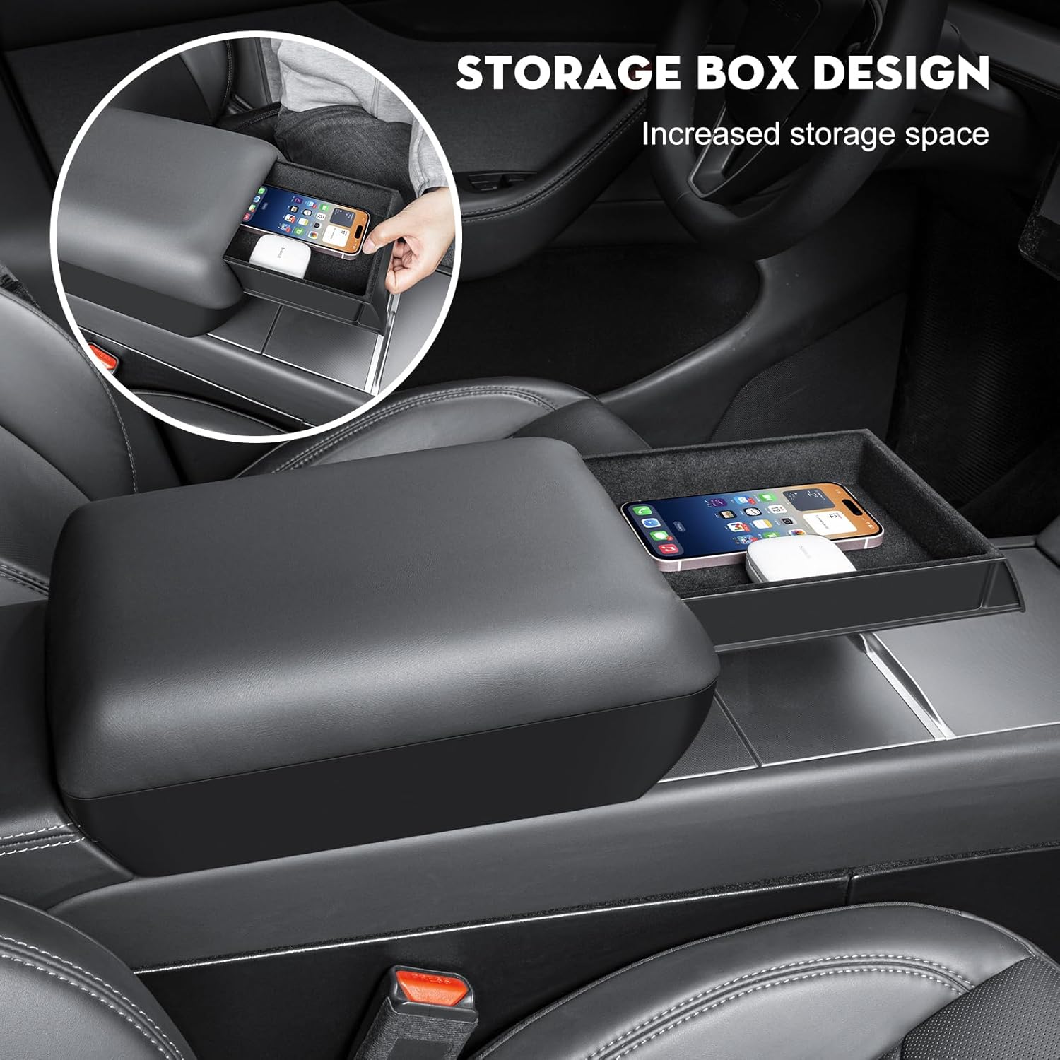 Armrest Box Cover for Tesla Model Y Juniper 2026 [Elevated] Soft Leather Center Console Armrest Cover Cushion for 2025-2026 Tesla Model Y & 2024-2026 Model 3 (Standard, Premium & Performance)
