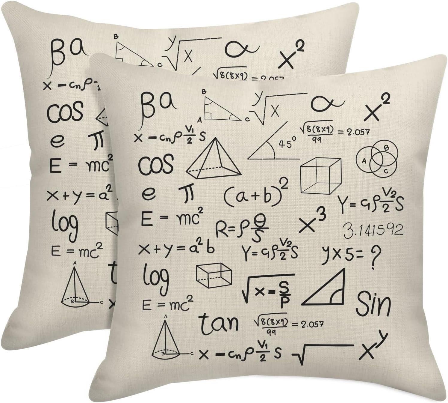 Science Biotechnology Painting Black Throw Pillow Covers 18 x 18 Inch Linen Square Cushion Case Set of 2, Home Decoration Pillowcase and Outdoor Decorative Pillows for Couch Sofa Bed